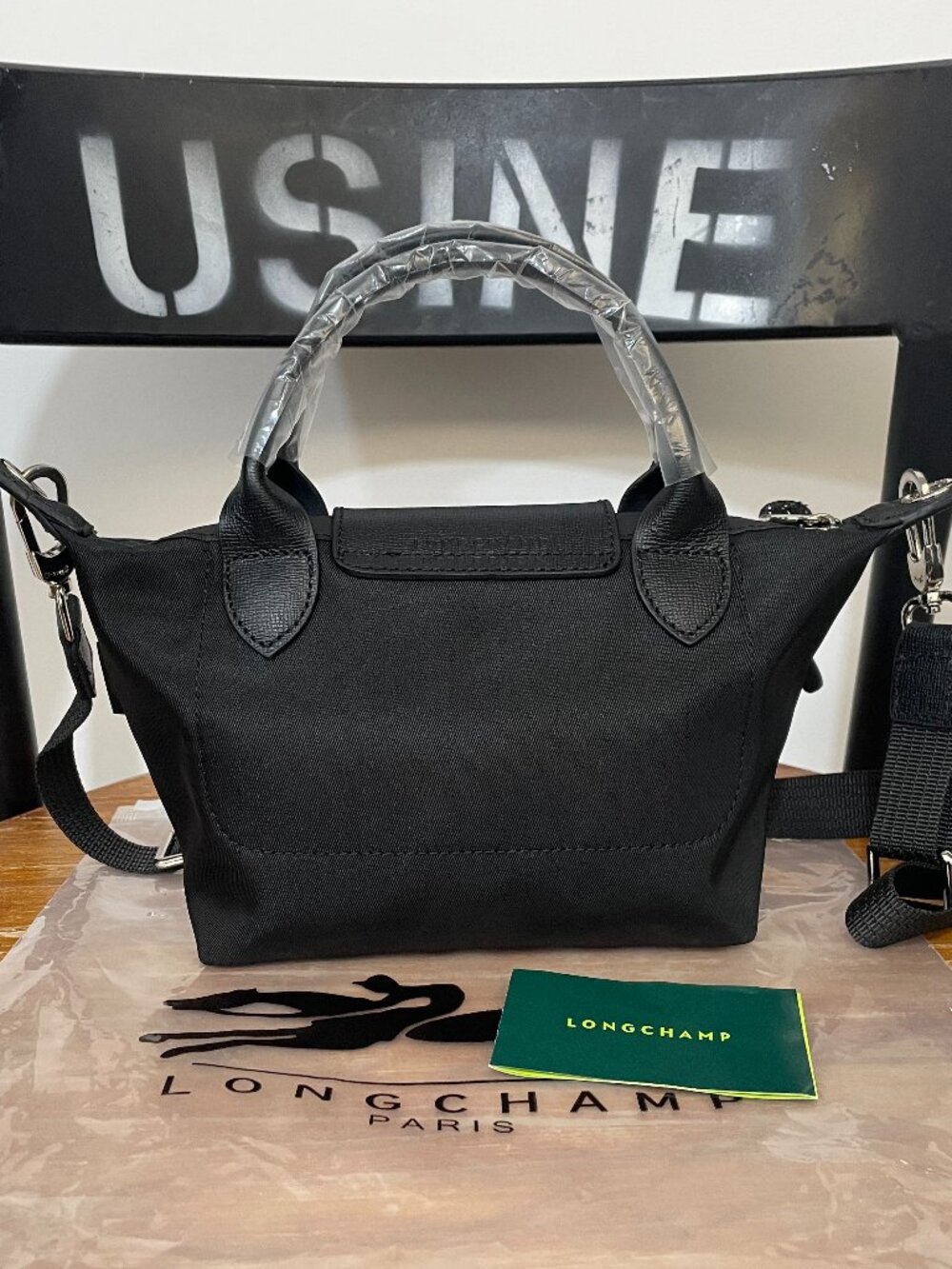 NWT Longchamp Le Pliage Energy Handbag Tote Pouch XS Black Crossbody Makeup Mini - Picture 2 of 8